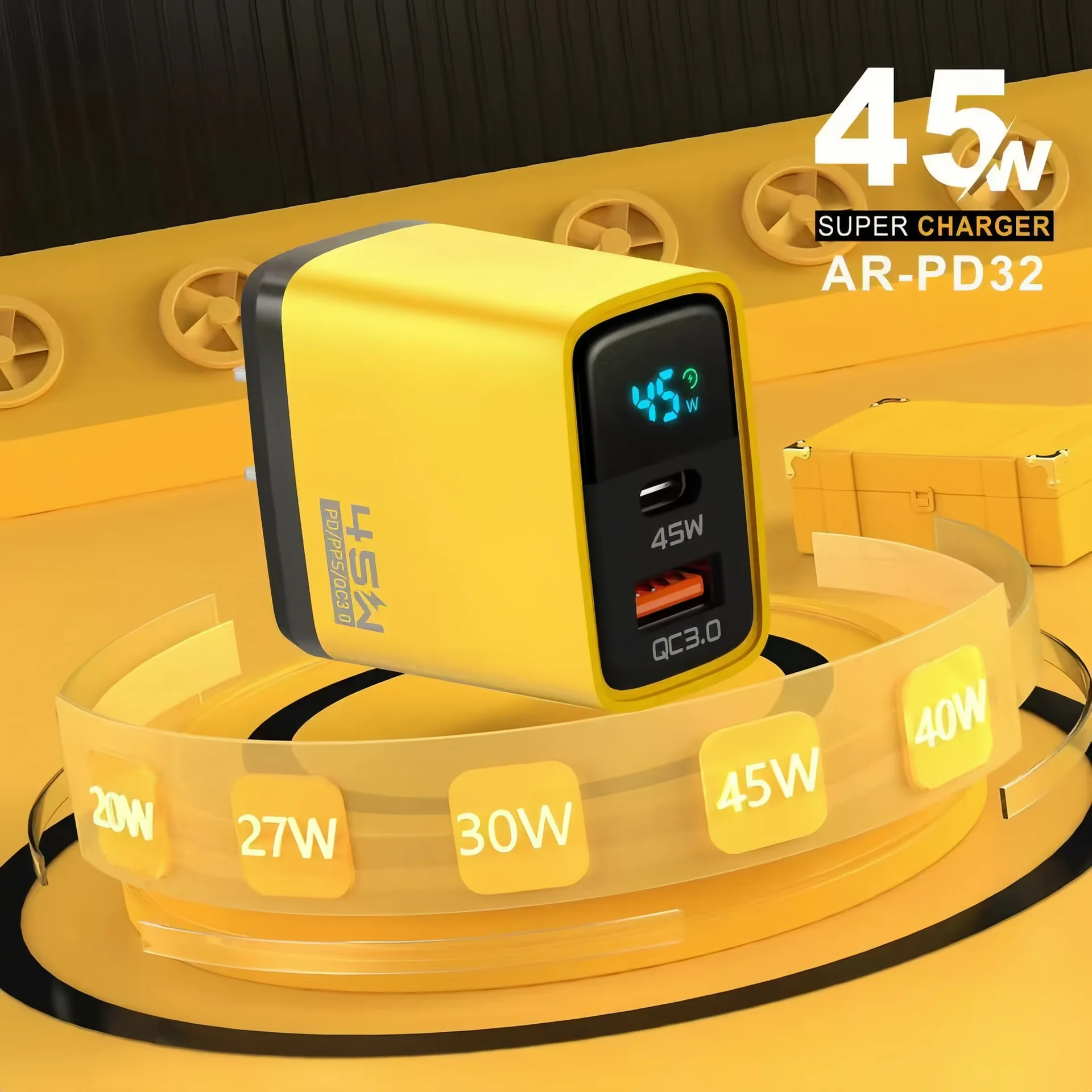 45w intelligent digital display charge c multi port type c qc3.0 fast charging pc+abs material universal usb a charger adapter 45w intelligent digital display charge c multi port type c qc3.0 fast charging pc+abs material universal usb a charger adapter