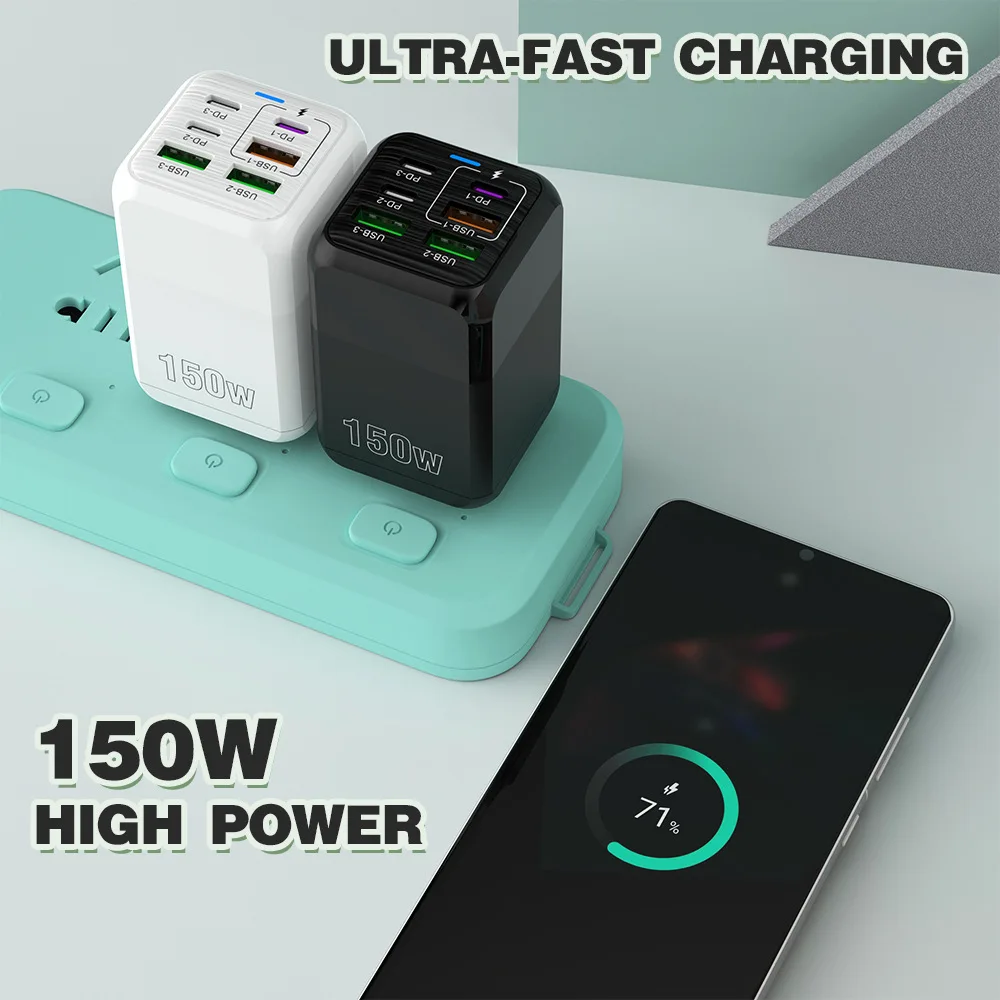 cross border 150w 6 multi port qc3.0 fast charging 5v/3a european american british laptop mobile phone earphone camera 3usb+3pd cross border 150w 6 multi port qc3.0 fast charging 5v/3a european american british laptop mobile phone earphone camera 3usb+3pd
