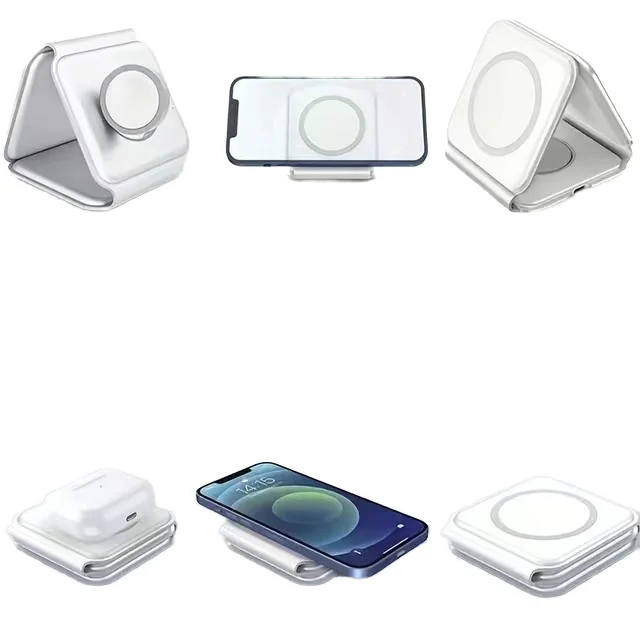 3 in 1 foldable magnetic wireless charger with 15w fast charging and type c port for phone watch earphones stand 3 in 1 foldable magnetic wireless charger with 15w fast charging and type c port for phone watch earphones stand