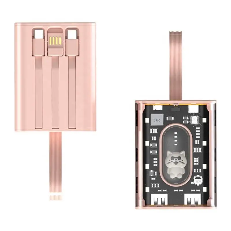 punk mecha style transparent self contained cable cartoon 20000mah wireless charging 15w fast charging mobile power station punk mecha style transparent self contained cable cartoon 20000mah wireless charging 15w fast charging mobile power station