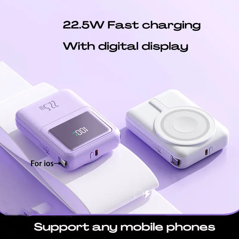 portable built in 2 cables 5000 mah 10000 mah pd15 wireless ultra slim li polymer type c magnetic power bank watch portable built in 2 cables 5000 mah 10000 mah pd15 wireless ultra slim li polymer type c magnetic power bank watch