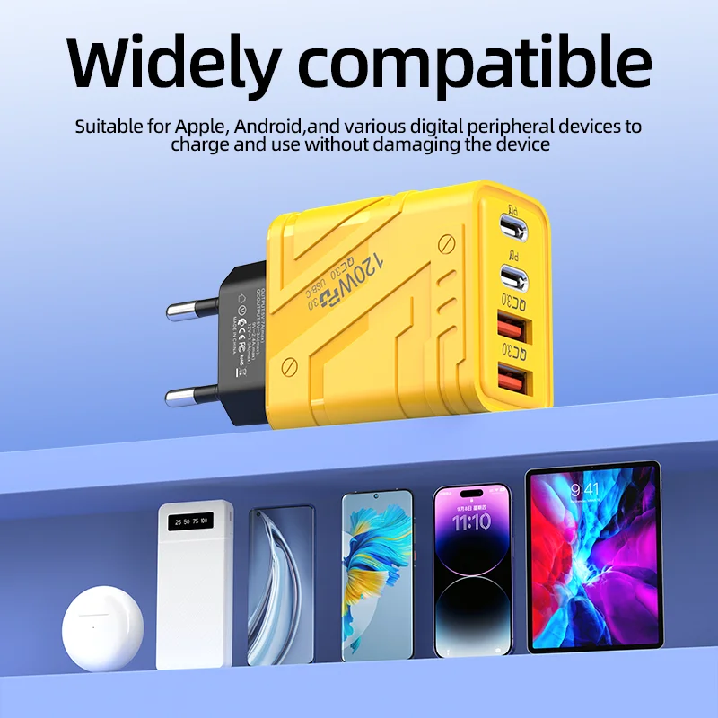 2025 new electric fast charging 4 port usb type c 4 in 1 wall charger oem adapter with eu/us/uk plug for mobile phones earphone 2025 new electric fast charging 4 port usb type c 4 in 1 wall charger oem adapter with eu/us/uk plug for mobile phones earphone
