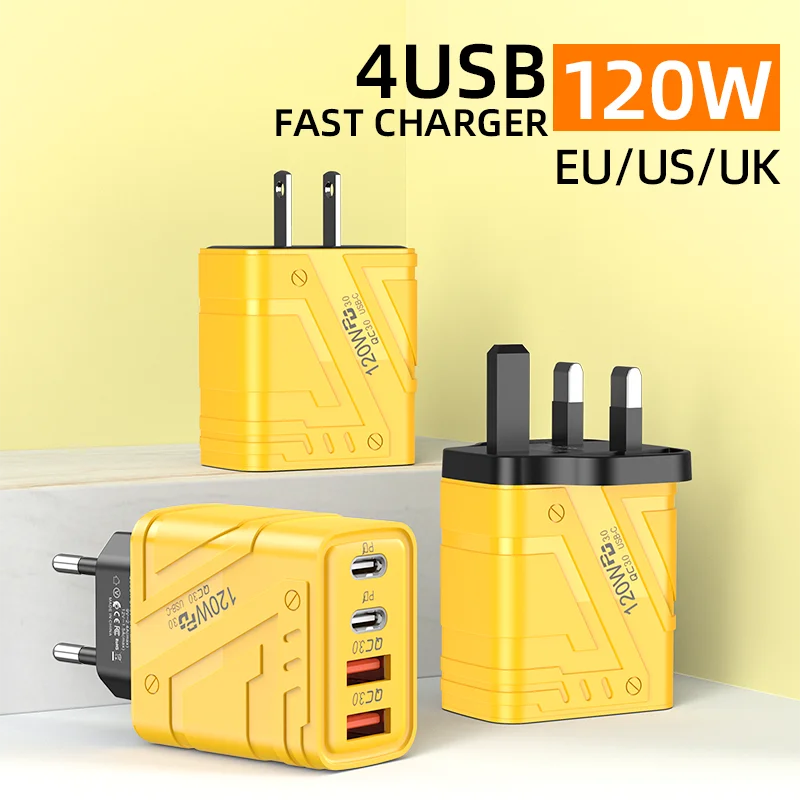 2025 new electric fast charging 4 port usb type c 4 in 1 wall charger oem adapter with eu/us/uk plug for mobile phones earphone 2025 new electric fast charging 4 port usb type c 4 in 1 wall charger oem adapter with eu/us/uk plug for mobile phones earphone