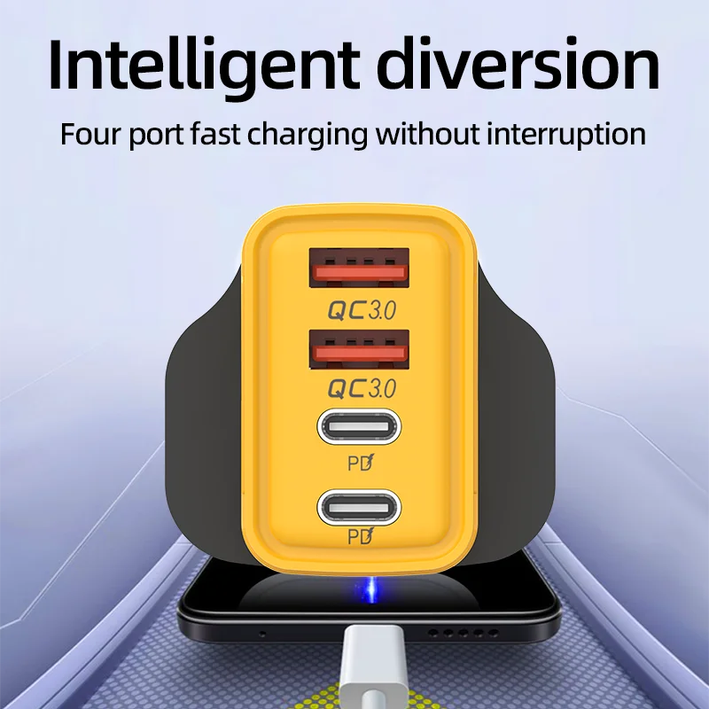 2025 new electric fast charging 4 port usb type c 4 in 1 wall charger oem adapter with eu/us/uk plug for mobile phones earphone 2025 new electric fast charging 4 port usb type c 4 in 1 wall charger oem adapter with eu/us/uk plug for mobile phones earphone