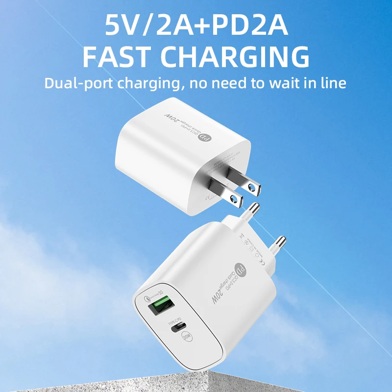 portable bulk usb phone charger 5v2a dual port fast charger adapter plug 2in1 mini pd charger for phones wall charger type c oem portable bulk usb phone charger 5v2a dual port fast charger adapter plug 2in1 mini pd charger for phones wall charger type c oem