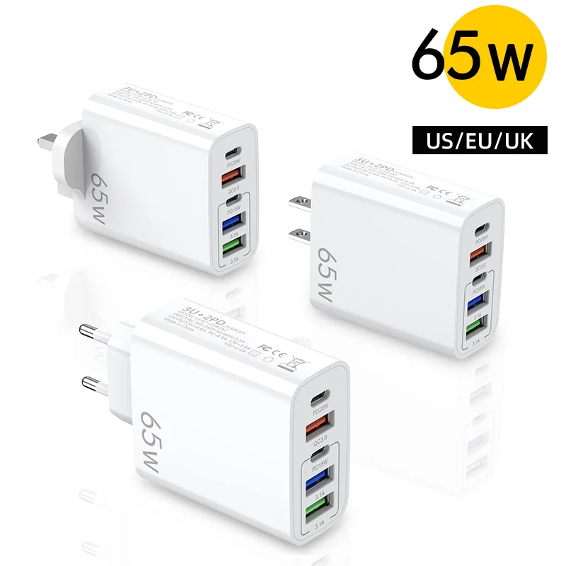 hot selling multi port fast charger 5in1 qc3.0 pd usb type c power adapter quick charging us eu uk universal charger for phones hot selling multi port fast charger 5in1 qc3.0 pd usb type c power adapter quick charging us eu uk universal charger for phones