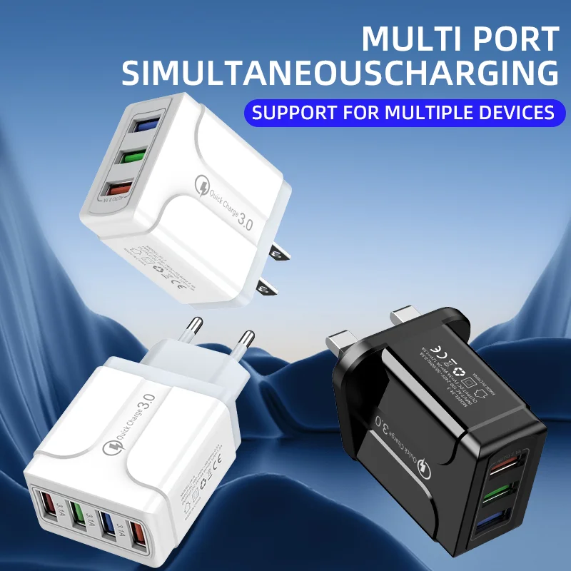 electric 4 port usb a fast charging qc3.0 18w wall charger us/eu/uk/au/in/kr plugs otp/ovp protection 5v/2.4a mobile phones electric 4 port usb a fast charging qc3.0 18w wall charger us/eu/uk/au/in/kr plugs otp/ovp protection 5v/2.4a mobile phones